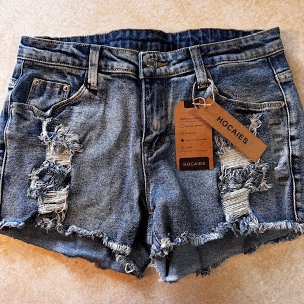HOCAIES Mid Waist Denim Jeans Shorts sz 8 / 29W